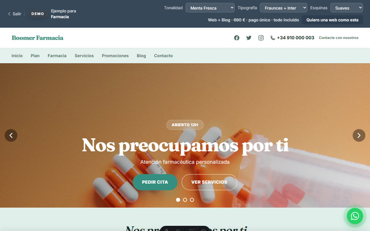 Demo de web para farmacia con blog incluido