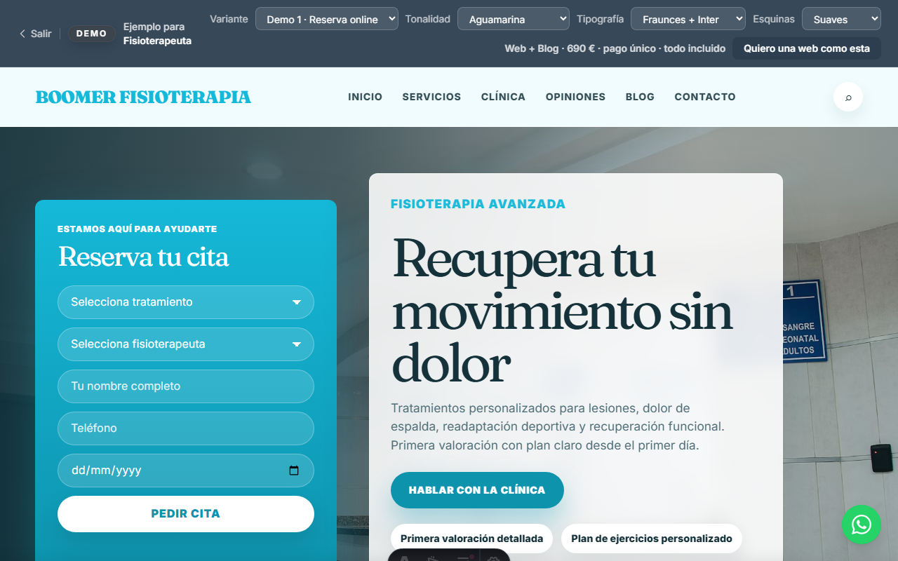 Demo de web para kinesiólogo/a con blog incluido
