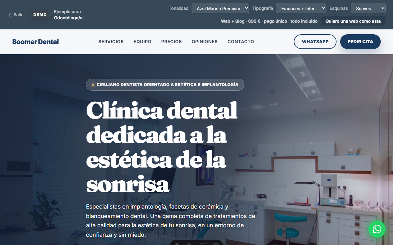 Demo de web para odontólogo/a con blog incluido
