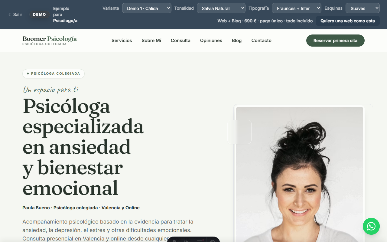 Demo de web para psicólogo/a
