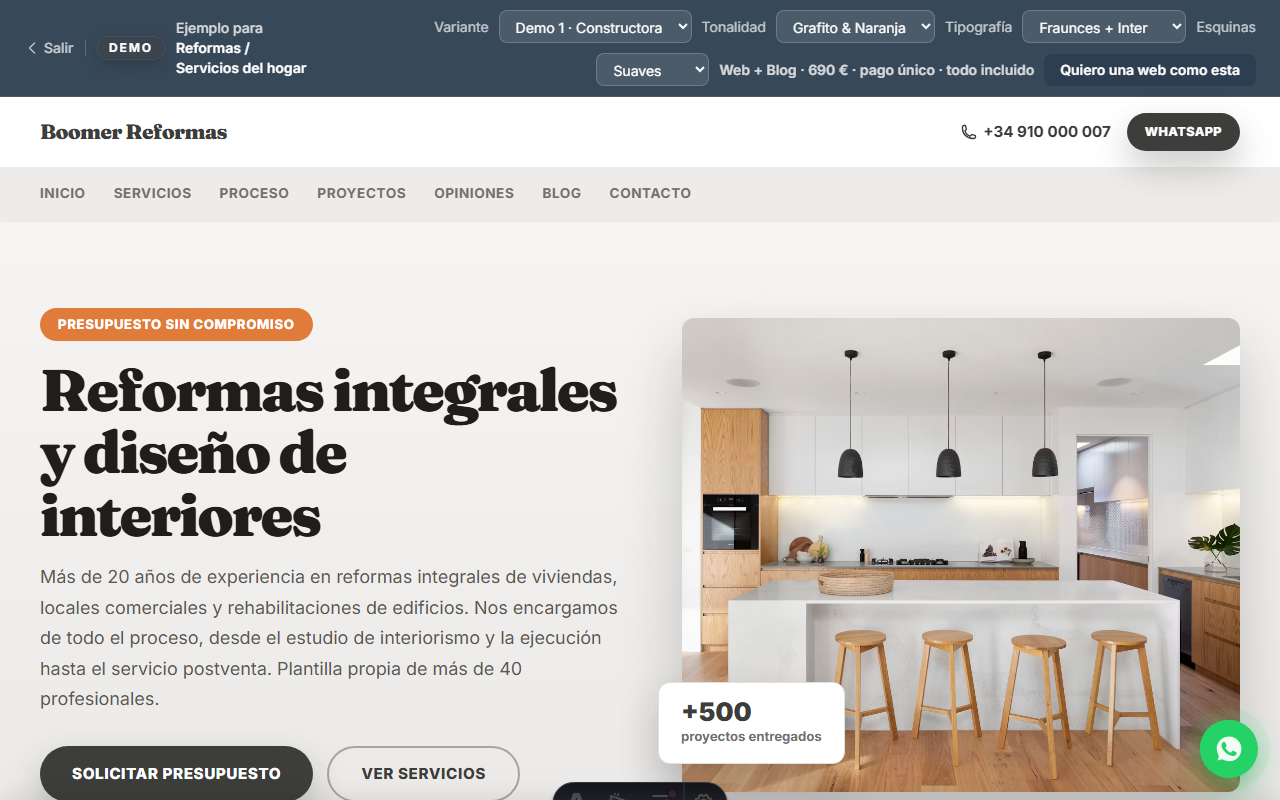 Demo de web para reformas / servicios del hogar con blog incluido