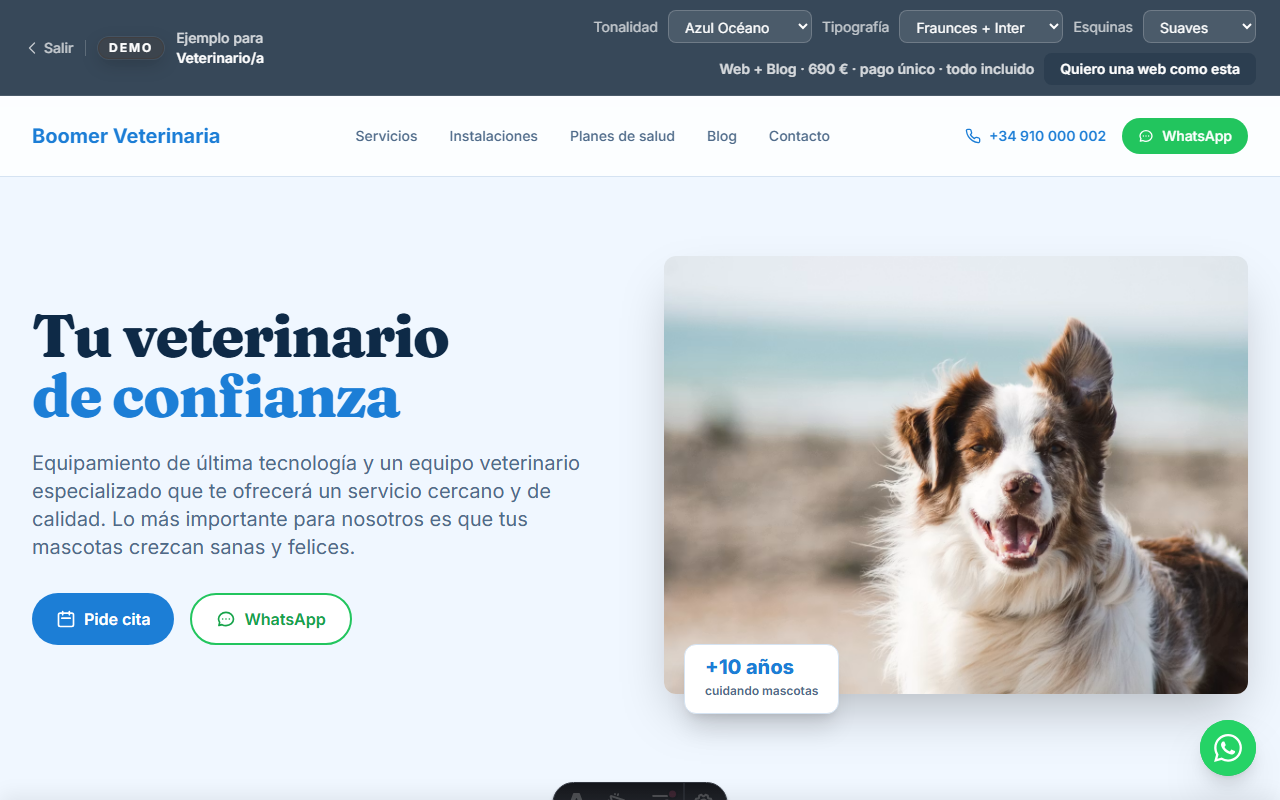Demo de web para veterinario/a con blog incluido